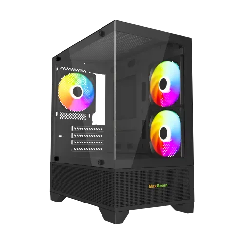 MaxGreen 350 Mid-Tower M-ATX Gaming Case With 3 ARGB Fan