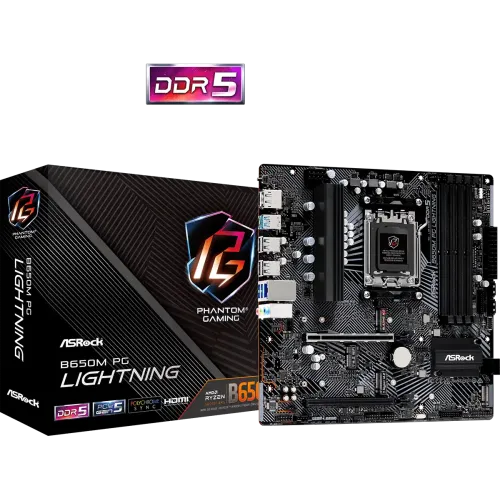 ASRock B650M PG Lightning DDR5 Micro ATX Motherboard